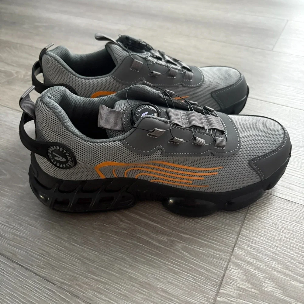 9K SAFETY JB Mens Gray Steel Toe Air Cushion Safety Work Shoes Size‎ US 8